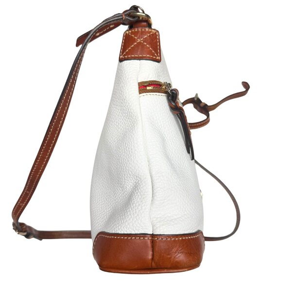 Dooney & Bourke Pebble Grain Leather Crossbody – White/Cream w/ Tan Trim, Like N - Picture 11 of 16